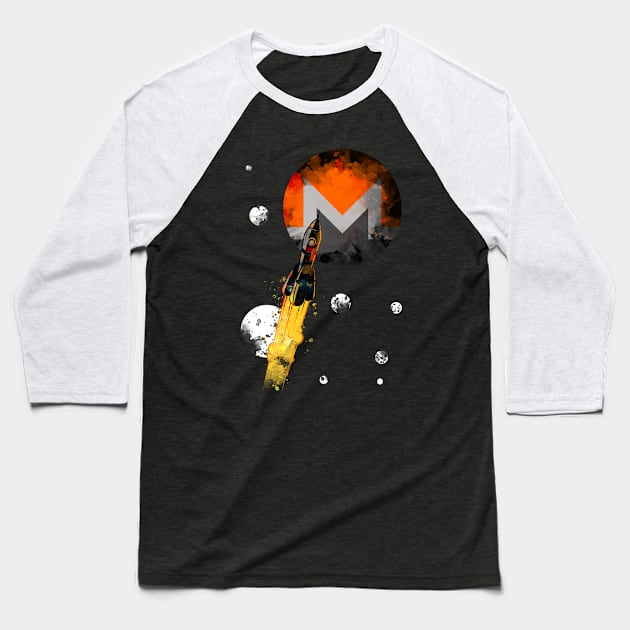 Up To The Moon : Monero Edition Baseball T-Shirt by CryptoTextile